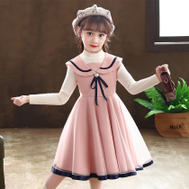 Girl dress spring and autumn 2021 new childrens dress foreign style childrens skirt in the big child princess dress little girl Autumn dress