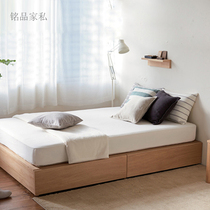 Nordic Oak Drawer Bed Japanese Tatami Floor 1 8 m Double Bed Black Walnut Large Storage Short Bed Customized