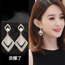 Opal earrings 2021 new fashion summer earrings high sense niche light luxury sterling silver hypoallergenic earrings