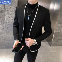 Shuai Shuai Collarless Suit Men's Korean Slim Fit Fashion Casual Small Suit Jacket Spring and Autumn 2020 Autumn Jacket