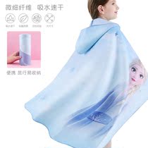 Princess Elsa childrens bath towel Swimming quick-drying cloak Elsa absorbent towel with cap Beach towel Frozen bathrobe