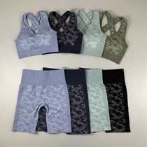 Export tail single combat exercise fitness three-piece womens yoga beauty back sports bra five-point pants navel top