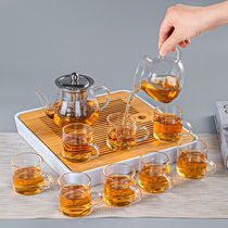 Transparent glass tea set home kung fu tea cup tea table Tea Teapot small tea tray stainless steel storage rack