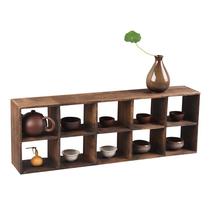 Tea Cup shelf tea set storage display rack tea cup holder pot rack burning paulownia wood ornaments display cabinet wall-mounted