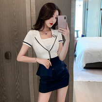 Foot massage shop work clothes Female thin beautician Sauna massage technician clothes Sexy KTV princess clothes Short skirt suit
