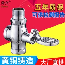 All copper horizontal stool valve hand press type stool delay valve flush valve foot stool flush valve