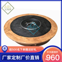 Solid wood fish marble fishing shabu-shabu one table Barbecue table Grilled shabu-shabu one hot pot table Pakistan color fish fishing customization