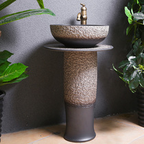 Balcony Ceramic column basin One-piece floor-standing wash basin Toilet Art garden Outdoor wash basin Courtyard
