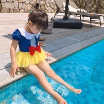 Girls one-piece swimsuit 2021 new one-piece gauze skirt little girl snow white skirt swimsuit Western trend