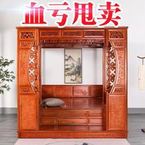 Old elm wood stepping bed frame bed Chinese carved classical wedding imitation ancient court Ming and Qing solid wood bed