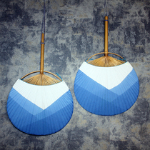 Indigo dyed fan rice paper set tool diy pendant exhibition hall Model Room student homestay handmade material package