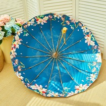 Beach umbrella female summer sun protection ultraviolet sun umbrella clear and rainy with 16-bone folding retro umbrella literature and art little fresh