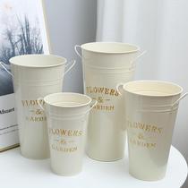 Retro Doing Old Iron Art Flowers Silo Dry Flower Bucket Floral Flower vase on floor raising flower pots Home Waking Buckets