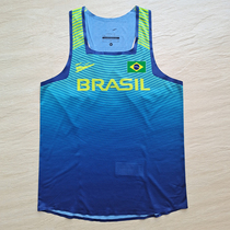 Seamless Welt Brazilian Track and Field National team marathon long-distance running sportswear split track and field uniform can be ordered LOGO