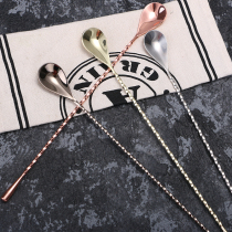 Stainless Steel Long Bar Spoon Stainless Steel Cocktail Mixer Drip Shaped Fine Threaded Bar Spoon Bar Bars