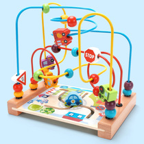Wooden orbiting bead Bead Racks Up And Down Left And Right Solid Spatial Orientation Cognition Children Sensitive Period Early Teaching Toys