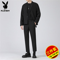 Playboy suit suit suit mens three-piece autumn trend Ruffian handsome business casual English suit jacket