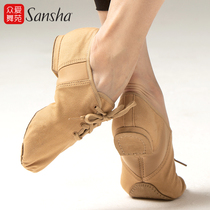 French Sansha dance shoes jazz soft shoes canvas lace-up low folk dance practice shoes jazz dance shoes