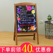Wooden LED luminous billboard fluorescent board advertising board Large display small blackboard shop with commercial bracket type
