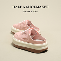 Baotou slippers outside wearing female summer 2022 new summer net red fashion advanced senses genuine leather thick bottom cool drag half slippers