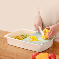 Japanese three-in-one chopping board kitchen multifunctional flip-top chopper board household plastic with drain basket cooking chopping board