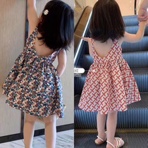 Girls dress 2021 summer new children floral halter little girl vest princess baby skirt western style