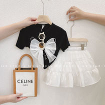 Girl Short Sleeve T-shirt Foreign Air 100 Hitch Summer New Sweet Beauty CUHK Child Thin Breathable Blouse Princess Suit Dress