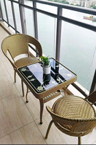 Rattan chair Three sets Balcony Single Hand Choreography Leaning Back Chair Swivel Small Chair Casual Tea Table Outdoor Composition Home