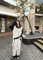 yokidan stitching knitted waistcoat womens spring and autumn 2021 new Korean sleeveless niche waistcoat vest