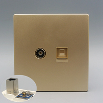 Champagne gold Type 86 shielding six types of through network plus TV socket gigabit cable cable TV panel