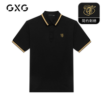 GXG mens (Sven series) 21 years of summer new black embroidery short-sleeved polo shirt men