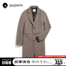 gxgjeans mens coat houndstooth 2019 winter new national tide dragon embroidery wool coat men