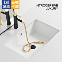 Large-capacity flat-bottomed square under-counter basin Ceramic embedded deepened single-basin pool to wash hands Household bathroom to wash face
