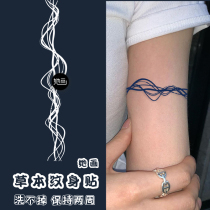 She painted herbal juice stickers Chinese style line track Ink Tattoo male pattern waterproof long-lasting female arm ring