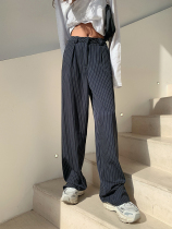 Disco Glam Hide Cyan Striped Western Pants High Waist Wide Leggings Slim Pants 2021 Spring Summer Thin style Casual Pants