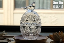 Glass City new creative lead-free Glass embossed carved bird candy box candy box storage tank