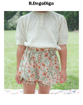 RDegoDigo Spring Summer Girls Fashion style retro printed pure cotton lace with lace Blossom Shorts Spot