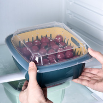 Refrigerator fresh-keeping box Drain kitchen with lid sealed fruit and vegetable storage double-layer plastic household fresh-keeping box A