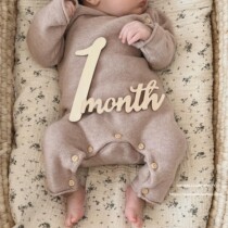 Baby Full Moon Take Prop Artificial Growth Record Digital Wooden Card Month in Wind Set