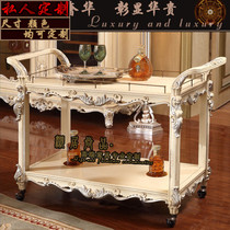 European solid wood dining car cart white household villa carved restaurant wine car food car tea car customization