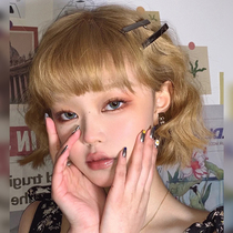 Wig female short curly hair net red natural bangs lolita natural lifelike linen Golden full headgear jk wig lo