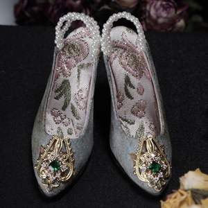 1/3SD13/10/GR BJD Shoes Lace&Ribbon&Pearl Deco High Heels AS AF Noble Princess