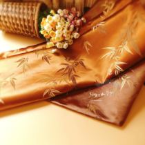 Ming-Qing classical Chinese back cushion cover with deep curry café and bamboo flower-type steamed sun