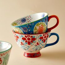 Milk breakfast cup oatmeal bowl microwave high color value large capacity American retro coffee mug office