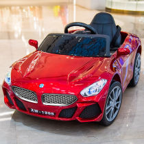 BMW childrens electric car four-wheel drive baby remote control car toy car can sit on the child swing car rechargeable