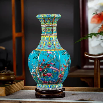 大清琺瑯彩花瓶蒜頭瓶 景徳鎮 陶磁器 装飾品 工芸品 美術品収蔵
