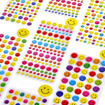 Color smiley face emoji bag Crystal small sticker three-dimensional 3d drop adhesive for childrens baby kindergarten bonus stickers