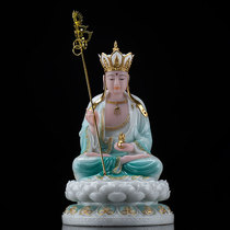 Bliss buddhism appliance white marble painted gold di zang wang pu sa xiang Jiuhua Mountain hid thee Buddha fo tang dedicated ornaments