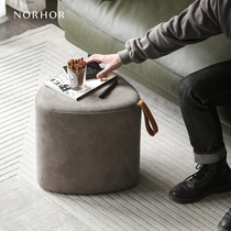 Nordic expression BLOCK fabric leather handle round pier modern simple low stool footrest stool change shoes stool