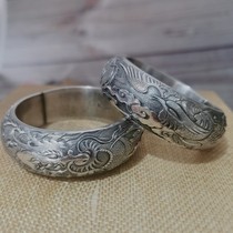 Mingyi handmade silver 999 full carving dragon and phoenix Chengxiang high-tech boutique inheritance handmade snowflake silver solid bracelet